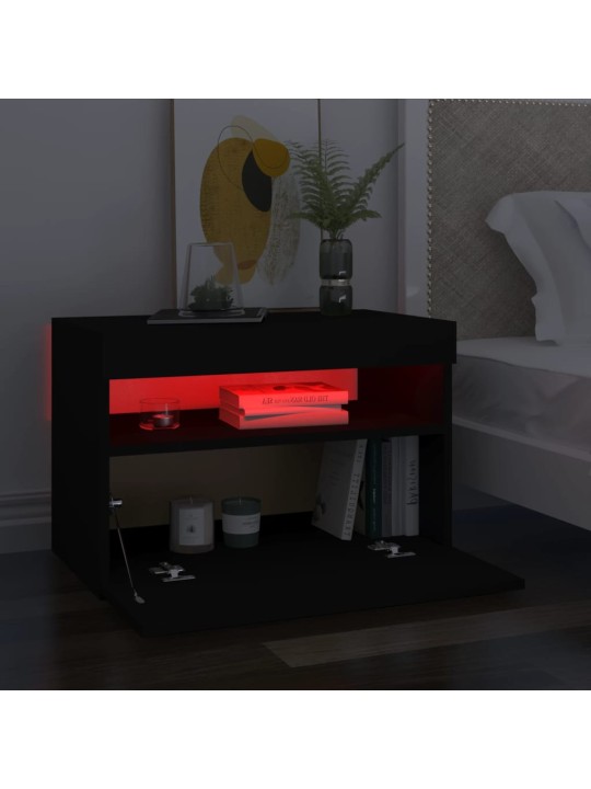 Televizoriaus spintelė su LED apšvietimu, juoda, 60x35x40cm