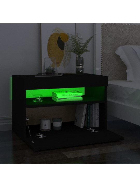 Televizoriaus spintelė su LED apšvietimu, juoda, 60x35x40cm
