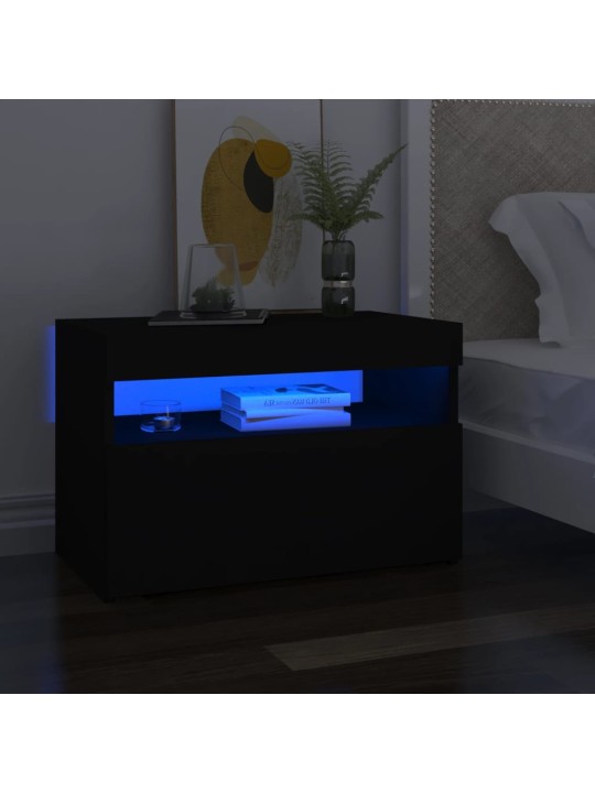 Televizoriaus spintelė su LED apšvietimu, juoda, 60x35x40cm