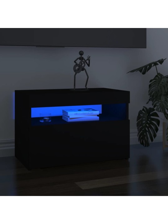 Televizoriaus spintelė su LED apšvietimu, juoda, 60x35x40cm