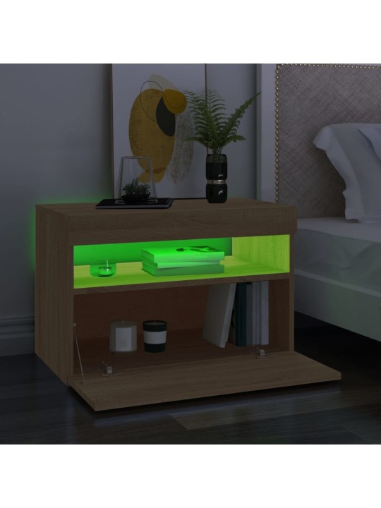Televizoriaus spintelė su LED apšvietimu, ąžuolo, 60x35x40cm