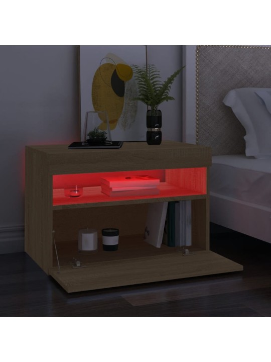 Televizoriaus spintelė su LED apšvietimu, ąžuolo, 60x35x40cm