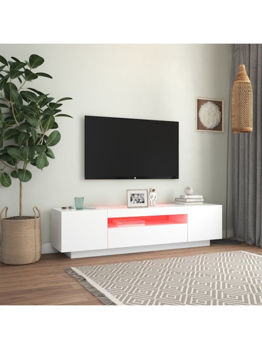 Televizoriaus spintelė su LED apšvietimu, balta, 160x35x40cm