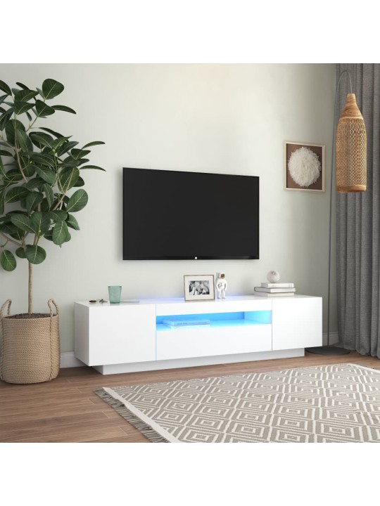 Televizoriaus spintelė su LED apšvietimu, balta, 160x35x40cm