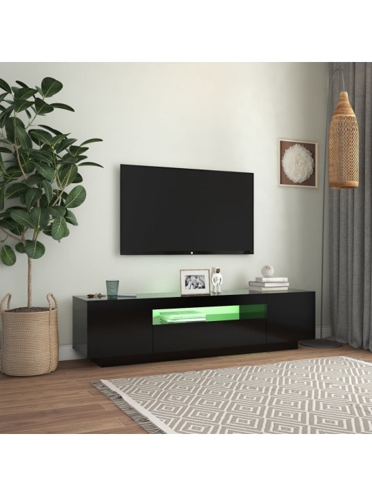 Televizoriaus spintelė su LED apšvietimu, juoda, 160x35x40cm