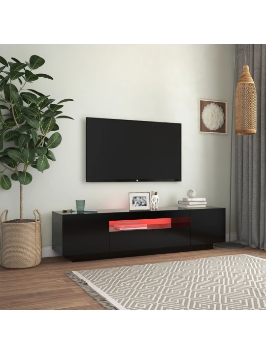 Televizoriaus spintelė su LED apšvietimu, juoda, 160x35x40cm