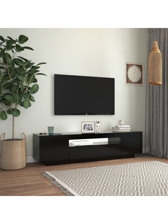 Televizoriaus spintelė su LED apšvietimu, juoda, 160x35x40cm