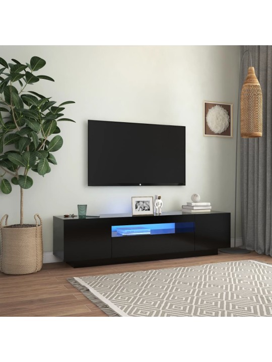 Televizoriaus spintelė su LED apšvietimu, juoda, 160x35x40cm