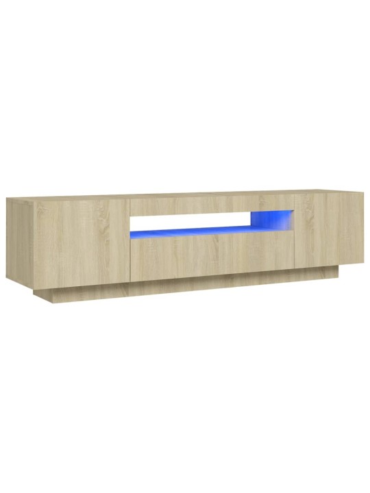 Televizoriaus spintelė su LED apšvietimu, ąžuolo, 160x35x40cm