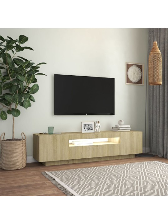 Televizoriaus spintelė su LED apšvietimu, ąžuolo, 160x35x40cm