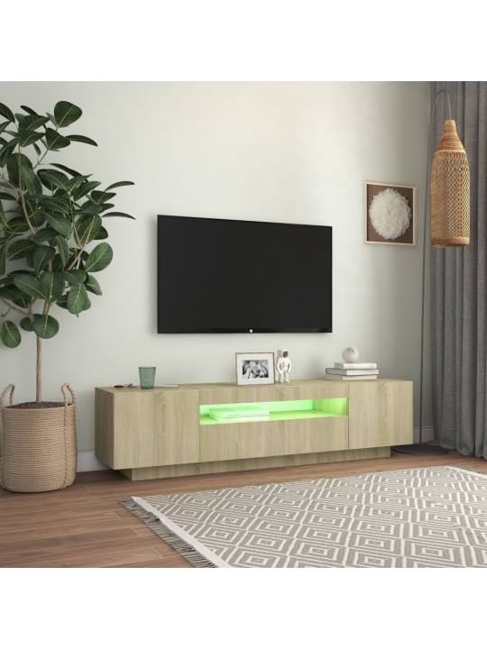 Televizoriaus spintelė su LED apšvietimu, ąžuolo, 160x35x40cm