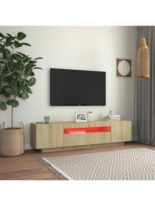 Televizoriaus spintelė su LED apšvietimu, ąžuolo, 160x35x40cm