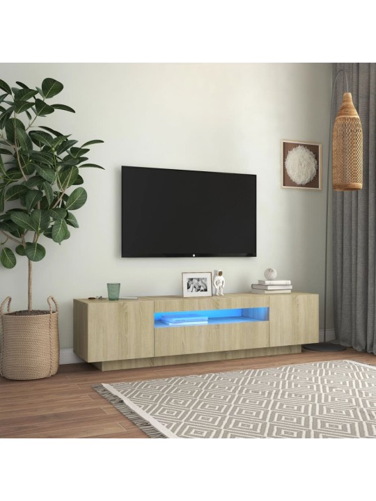 Televizoriaus spintelė su LED apšvietimu, ąžuolo, 160x35x40cm