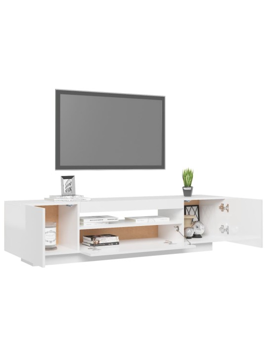 Televizoriaus spintelė su LED, blizgi balta, 160x35x40cm