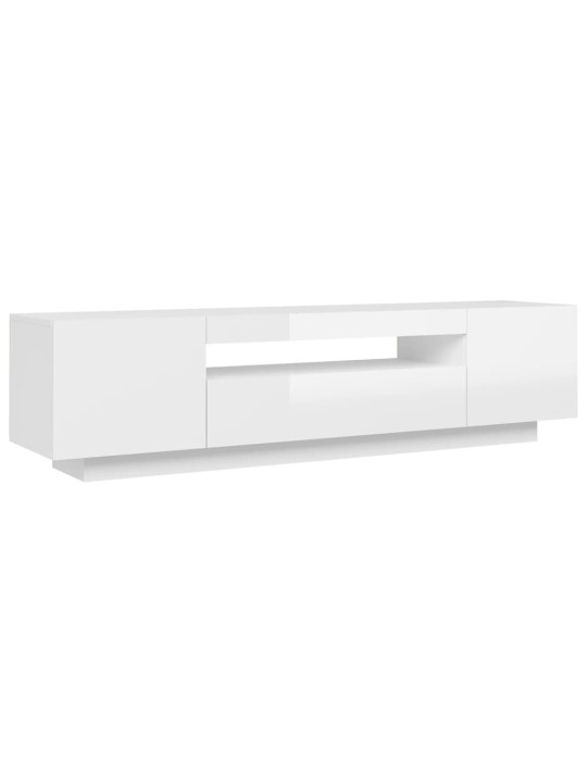 Televizoriaus spintelė su LED, blizgi balta, 160x35x40cm
