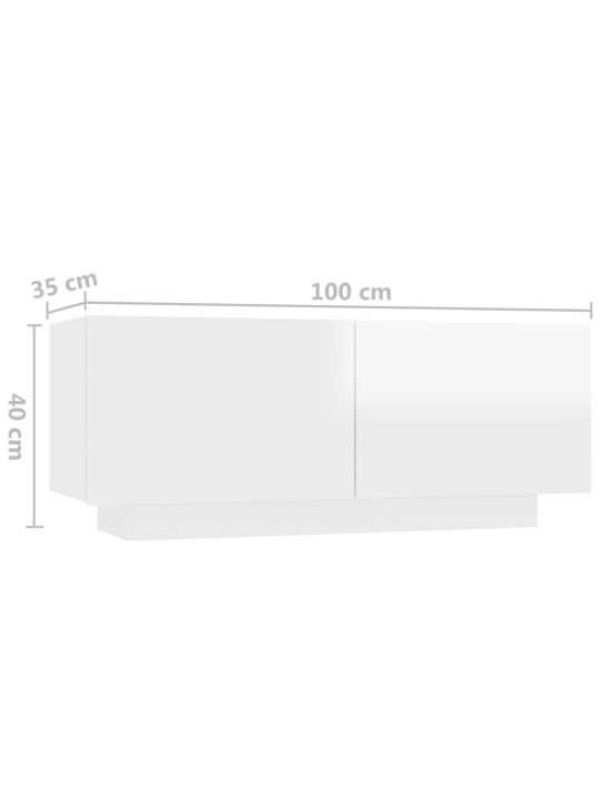 Televizoriaus spintelė, balta, 100x35x40cm, MDP, blizgi