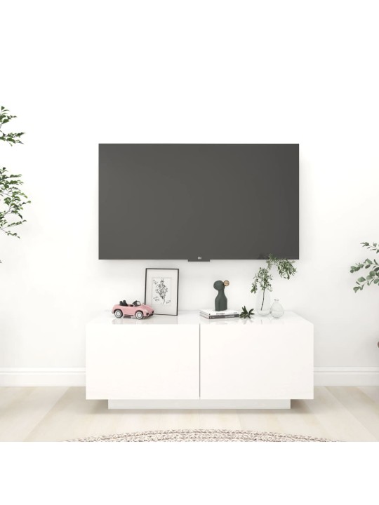 Televizoriaus spintelė, balta, 100x35x40cm, MDP, blizgi