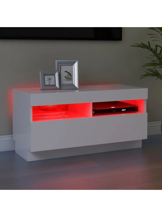 Televizoriaus spintelė su LED apšvietimu, balta, 80x35x40cm