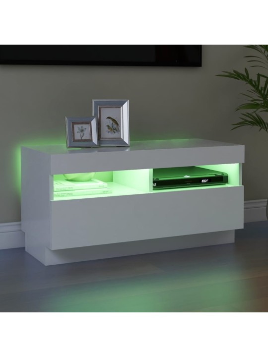 Televizoriaus spintelė su LED apšvietimu, balta, 80x35x40cm