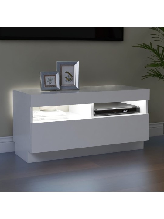 Televizoriaus spintelė su LED apšvietimu, balta, 80x35x40cm