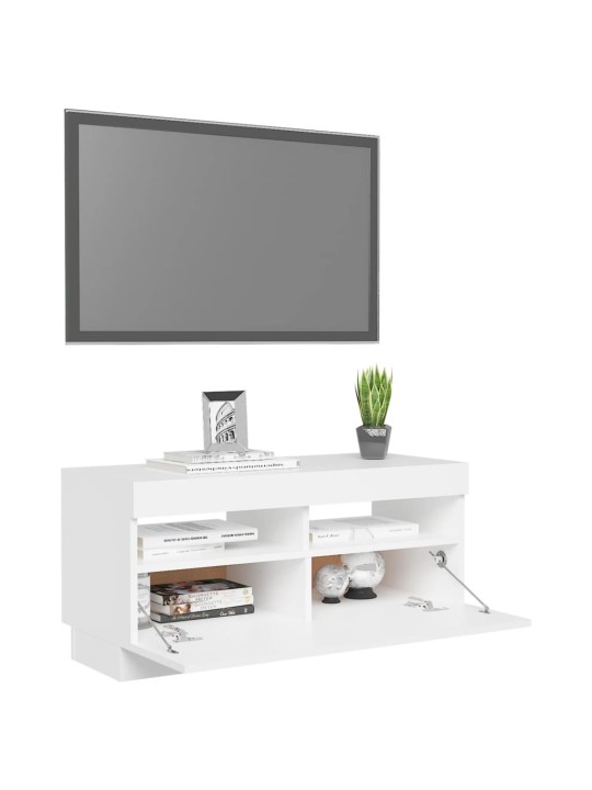 Televizoriaus spintelė su LED apšvietimu, balta, 80x35x40cm