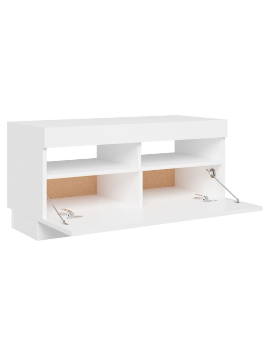 Televizoriaus spintelė su LED apšvietimu, balta, 80x35x40cm