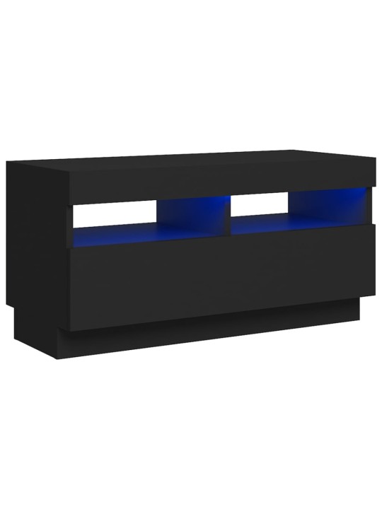 Televizoriaus spintelė su LED apšvietimu, juoda, 80x35x40cm
