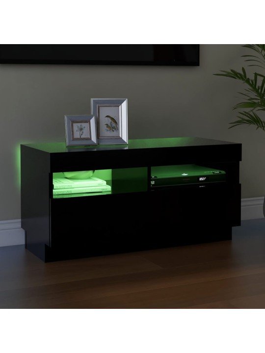 Televizoriaus spintelė su LED apšvietimu, juoda, 80x35x40cm