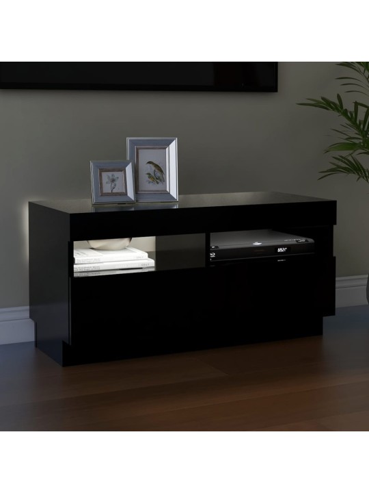 Televizoriaus spintelė su LED apšvietimu, juoda, 80x35x40cm