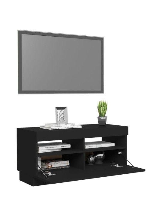 Televizoriaus spintelė su LED apšvietimu, juoda, 80x35x40cm