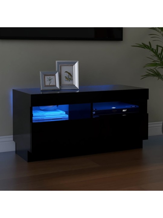 Televizoriaus spintelė su LED apšvietimu, juoda, 80x35x40cm