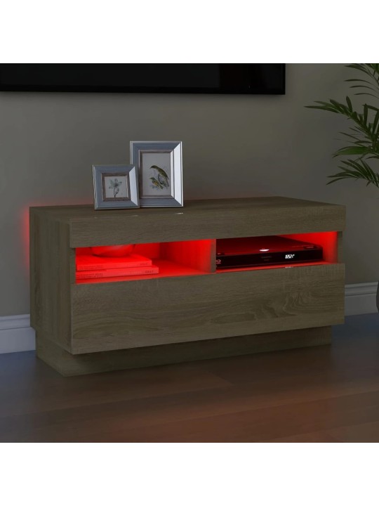 Televizoriaus spintelė su LED, sonoma ąžuolo, 80x35x40cm