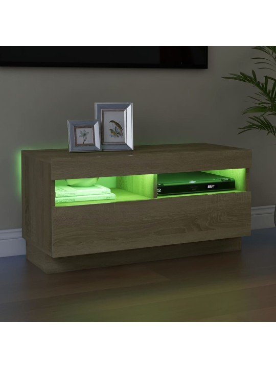 Televizoriaus spintelė su LED, sonoma ąžuolo, 80x35x40cm