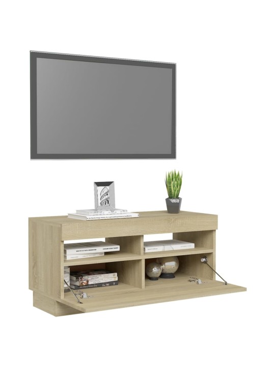 Televizoriaus spintelė su LED, sonoma ąžuolo, 80x35x40cm