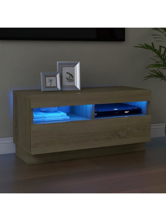 Televizoriaus spintelė su LED, sonoma ąžuolo, 80x35x40cm