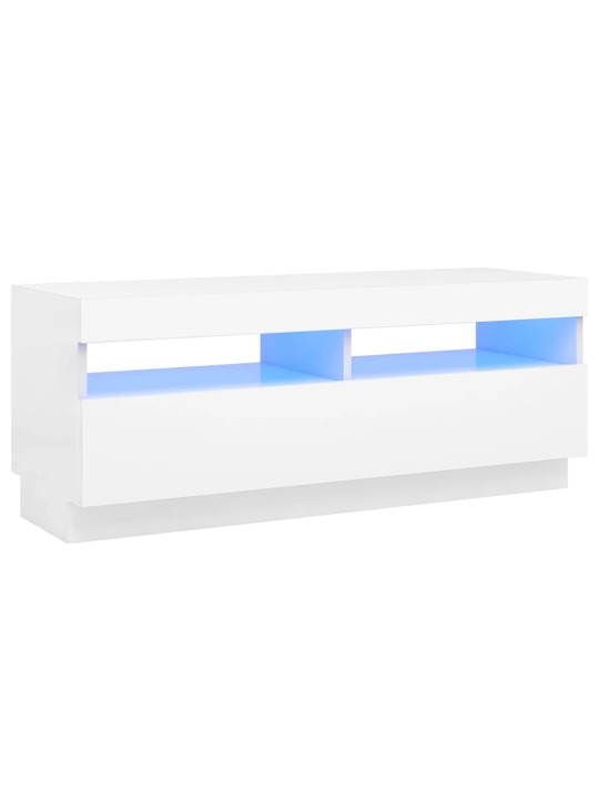 Televizoriaus spintelė su LED apšvietimu, balta, 100x35x40cm