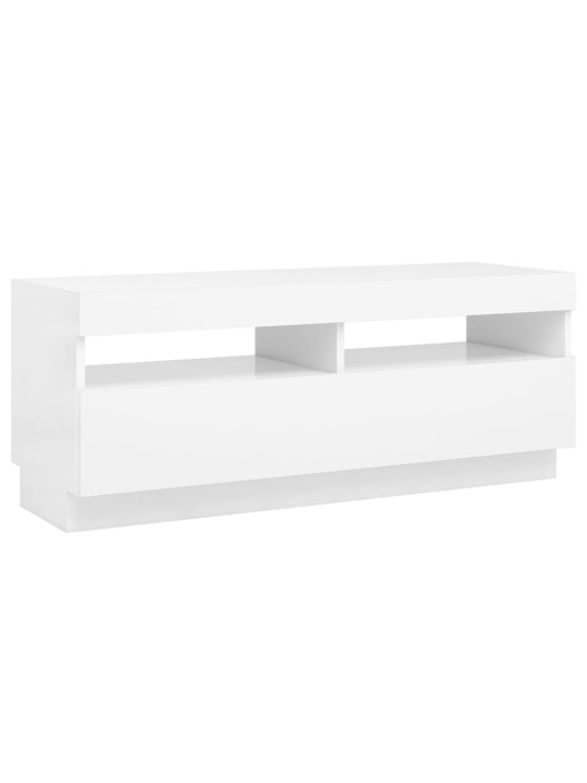 Televizoriaus spintelė su LED apšvietimu, balta, 100x35x40cm