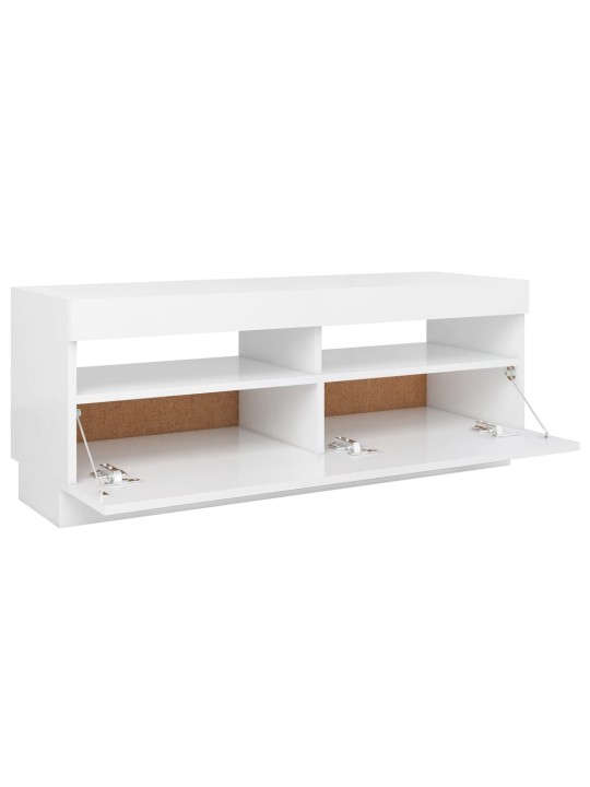 Televizoriaus spintelė su LED apšvietimu, balta, 100x35x40cm