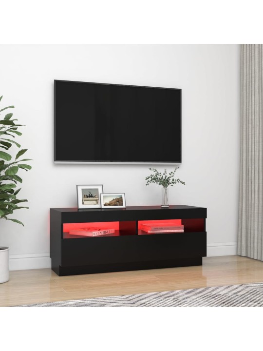 Televizoriaus spintelė su LED apšvietimu, juoda, 100x35x40cm