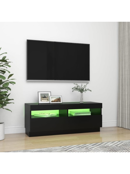 Televizoriaus spintelė su LED apšvietimu, juoda, 100x35x40cm