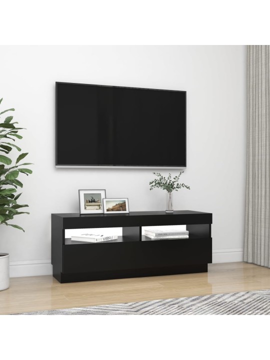 Televizoriaus spintelė su LED apšvietimu, juoda, 100x35x40cm