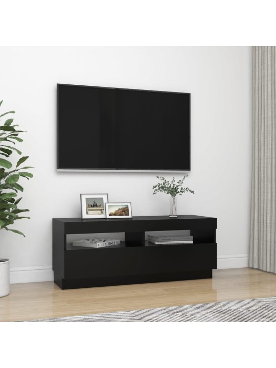 Televizoriaus spintelė su LED apšvietimu, juoda, 100x35x40cm