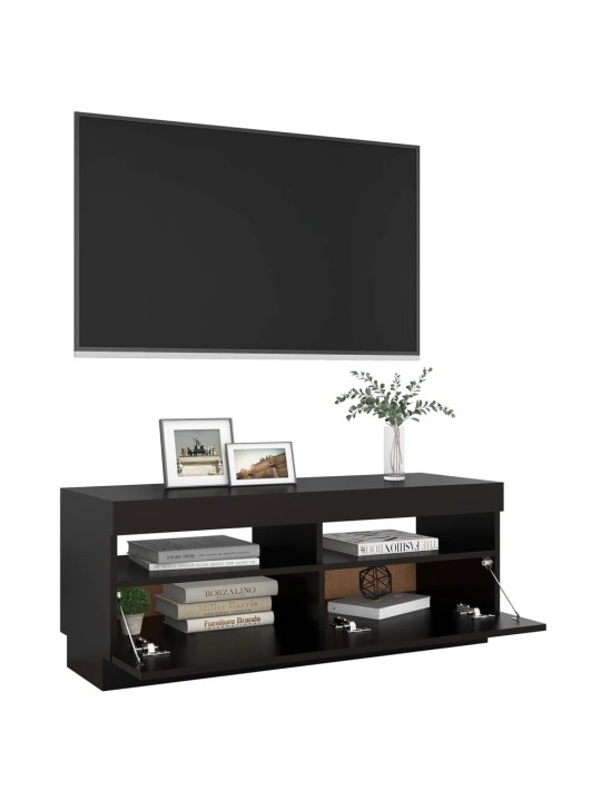 Televizoriaus spintelė su LED apšvietimu, juoda, 100x35x40cm