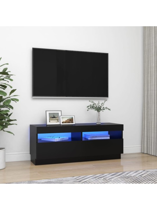 Televizoriaus spintelė su LED apšvietimu, juoda, 100x35x40cm