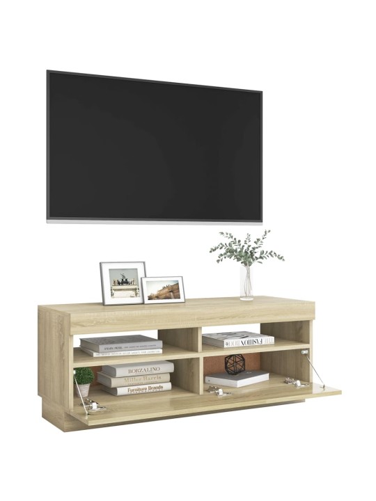 Televizoriaus spintelė su LED apšvietimu, ąžuolo, 100x35x40cm