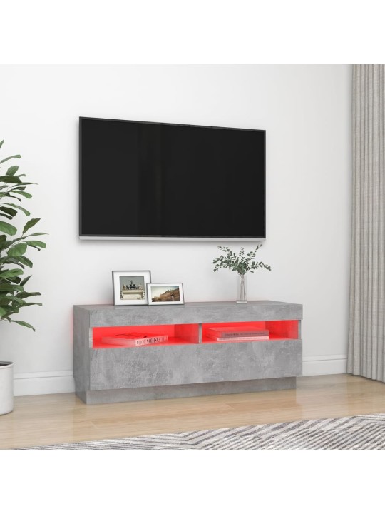 Televizoriaus spintelė su LED apšvietimu, pilka, 100x35x40cm
