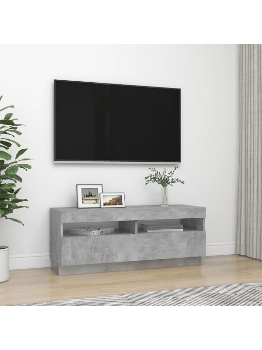 Televizoriaus spintelė su LED apšvietimu, pilka, 100x35x40cm