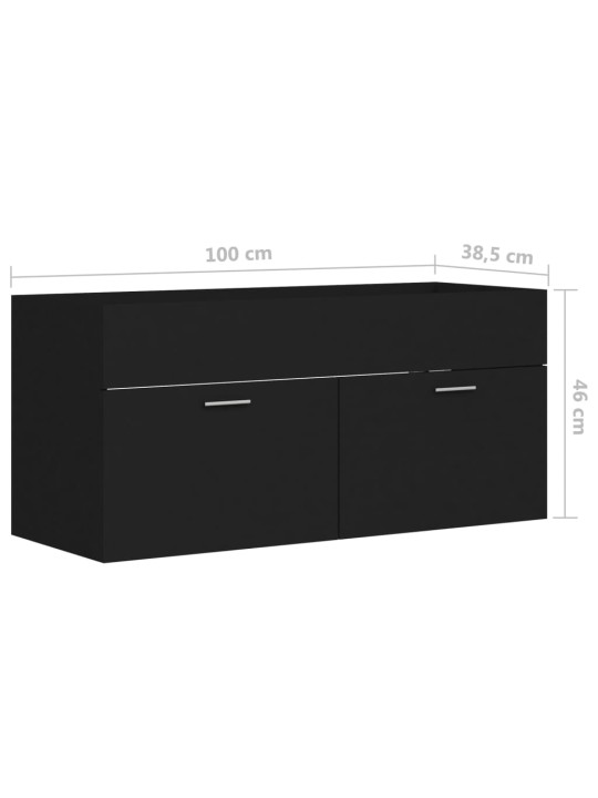 Spintelė praustuvui, juodos spalvos, 100x38,5x46cm, MDP