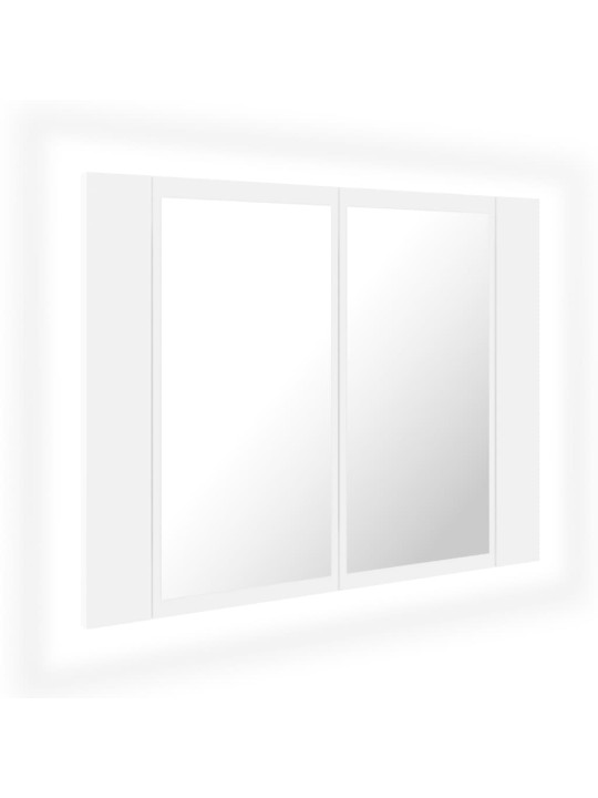 Veidrodinė vonios spintelė su LED, balta, 60x12x45cm, akrilas