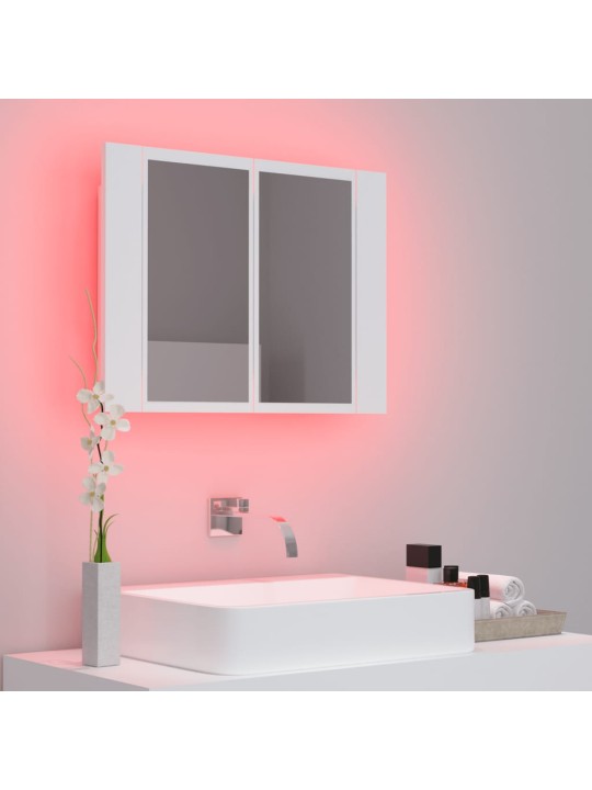 Veidrodinė vonios spintelė su LED, balta, 60x12x45cm, akrilas